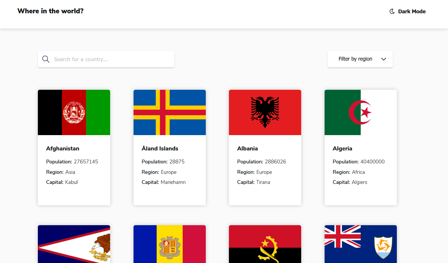 REST Countries API project site